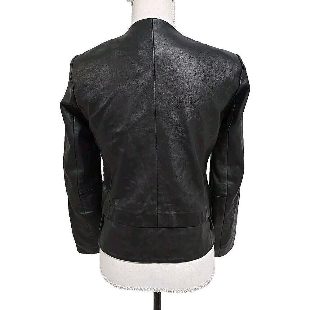 SANDRO PARIS Moto Jacket Lamb Leather‎ Black Women’s Size 1 /US Size 4 SMALL - Picture 4 of 12